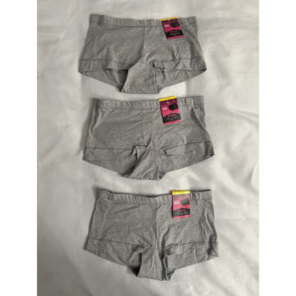 NEW Maidenform Cotton Boyshort Underwear 3 Pair Women's Size Medium 6 DM0002